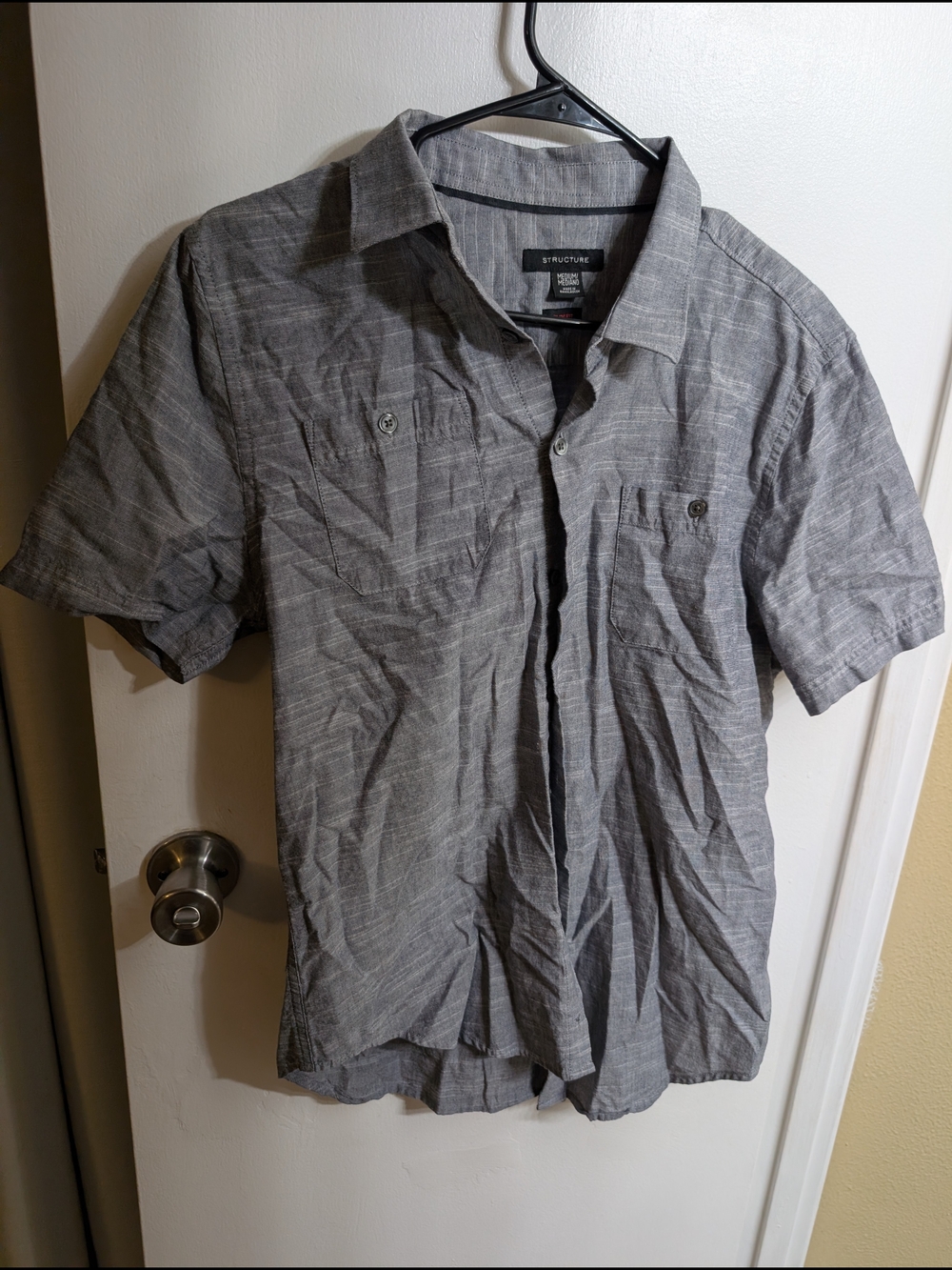 Structure Men’s Short-Sleeve Button-Down Shirt - Gray